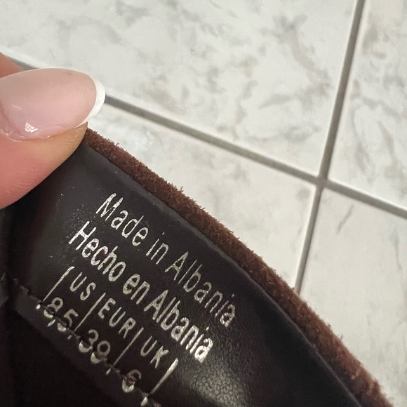 Brown suede ankle boots booties block heel - Picture 5 of 5